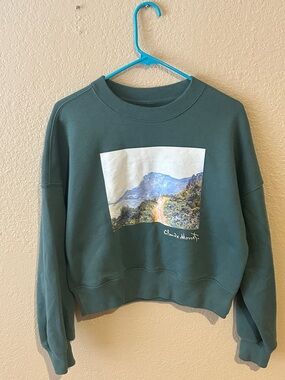Abercrombie & Fitch Monet Graphic Crew Neck Sweatshirt Green Size Small
